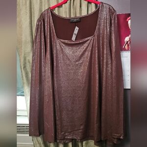 Metallic Brown Long Sleeve Top